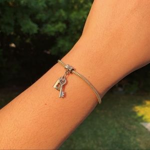 lock & key charm silver bracelet